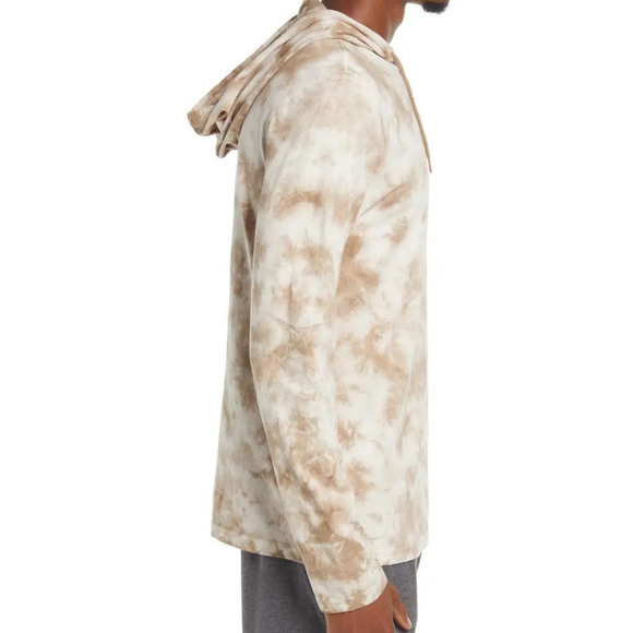 #11 Tie Dye Hoodie T-Shirt Lightweight Pullover Hoodie Tee MED Khaki Cotton - Picture 3 of 5